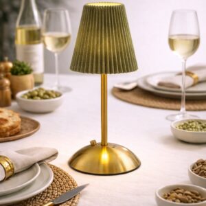 Gold Table Lamp – Green Shade