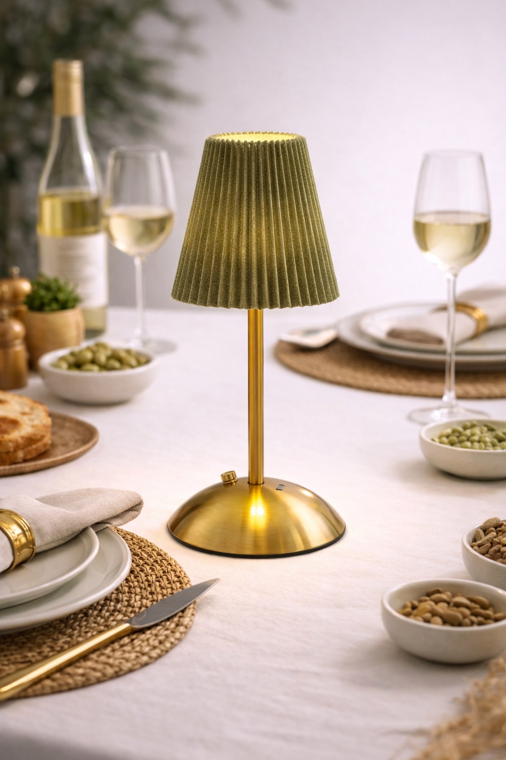 Gold Table Lamp – Green Shade