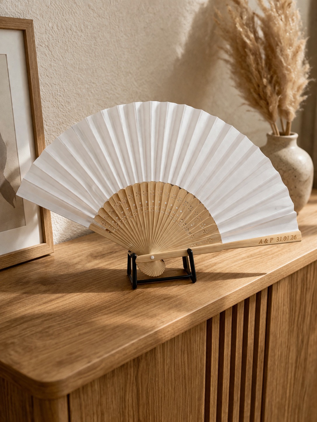 Folding Hand Fan – Ivory (Personalised)