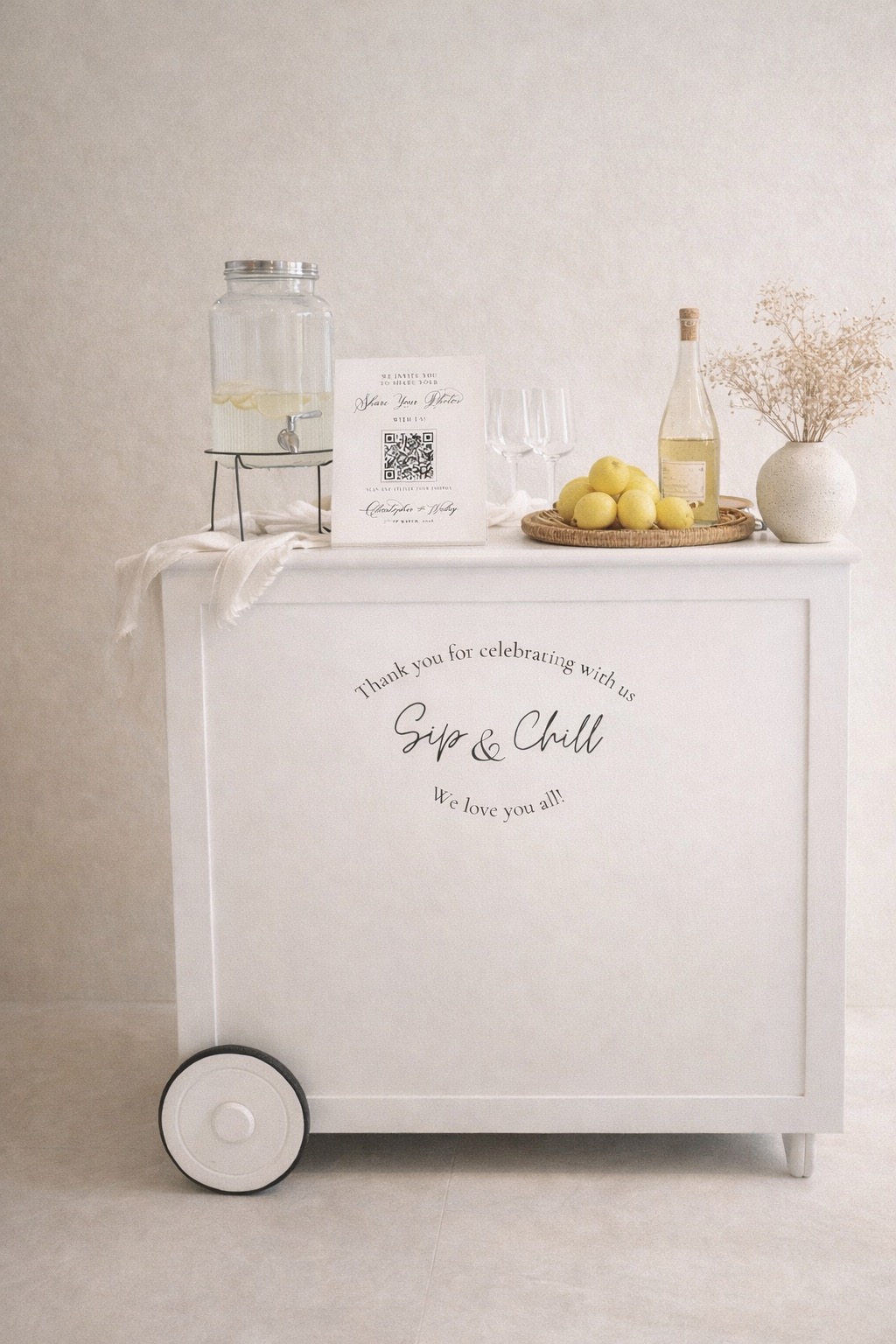 Beverage Station Cart – White (Personalised)